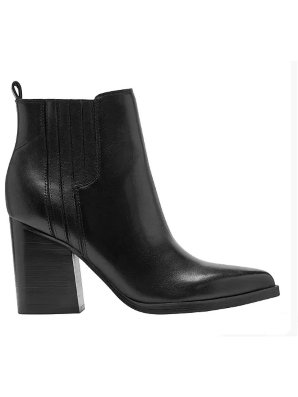 Marc Fisher Black Leather Block-Heel Ankle Booties